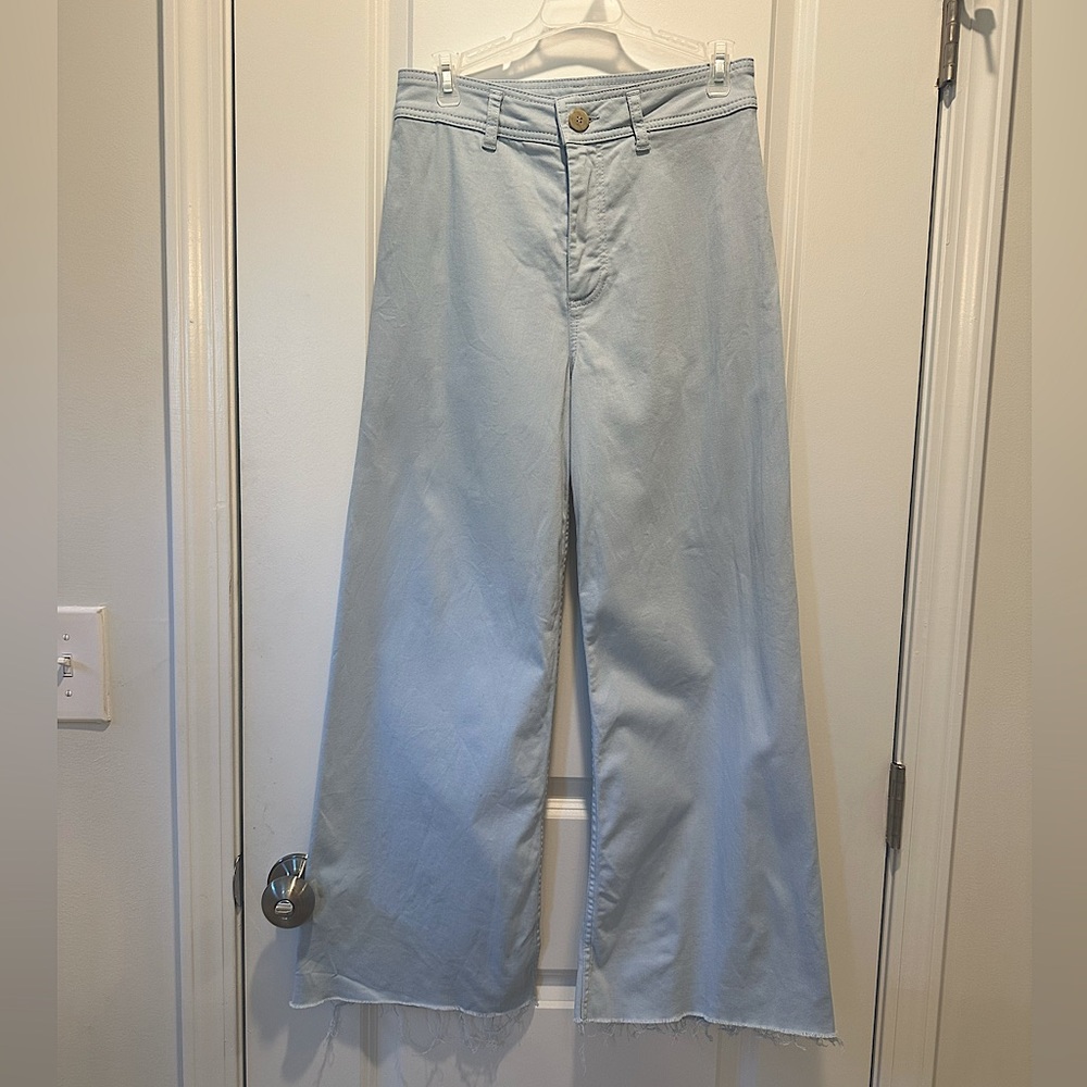 Antonio Melani Raw Hem Cropped Jeans-Sky Blue